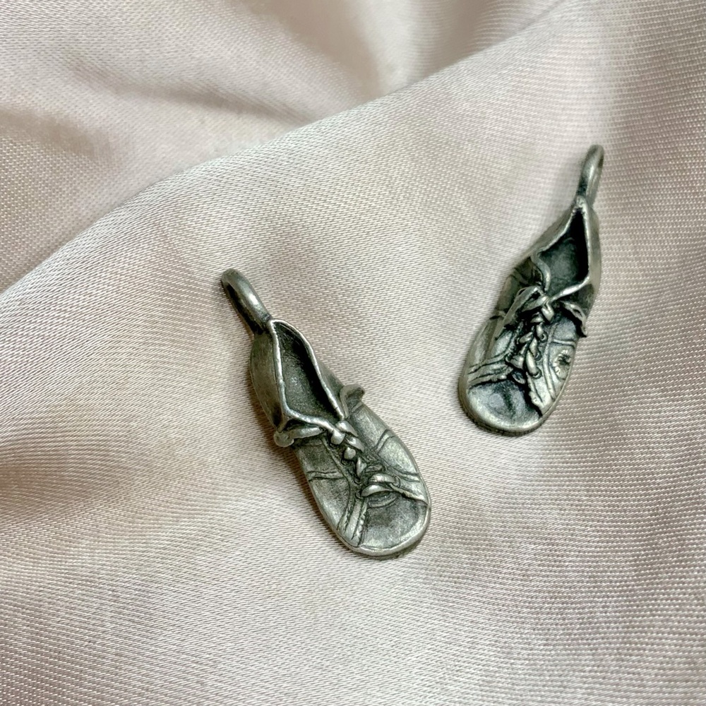 Set of Two Silver Tone Shoe Charms
